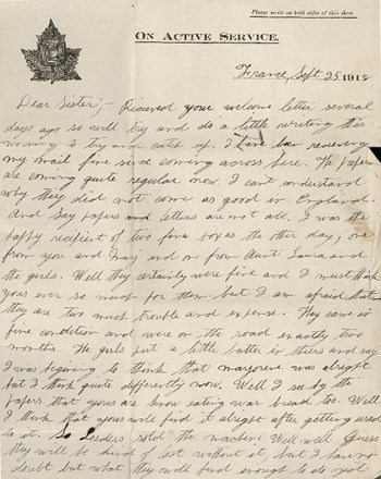 HN Letter to sister, Sept. 25, 1918, p. 1